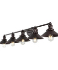 Oil Rubbed Bronze 5 Light Industrial Farmhouse Vanity Light Wall Sconce With Metal Shade For Bathroom Mirror Kitchen And Entryway LED Bulbs Included Easy Install No Fuss Damp Location Ready