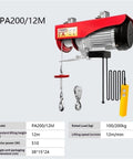 Heavy Duty 510 Watt Electric Hoist Winch With Remote Control And Double Lifting Slings, 200 Kg Max Load, carbon steel design.