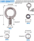 304 Stainless Steel M5 Eyebolts Set With Lock Nuts Lock Washers And Flat Washers 36 Pieces For Lifting