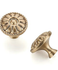 Premium Champagne Bronze Cabinet Knobs And Drawer Pulls 1-1/5 Inch 10 Pack with floral design and textured finish.