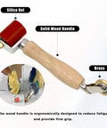 Tylulikaty 40mm silicone seam roller with wooden handle and brass penny roller head