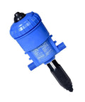 Water Powered Fertilizer Injector Dispenser Proportioner Auto Dosing Tool For Irrigation And Hydroponics, Adjustable 0.2 To 2 Percent, Handles 12 To 3000 Liters Per Hour, Temperature Range 4 C To 30 C, Controllable Dosing Device, blue plastic model with threaded fittings