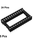 DIP IC Socket Adaptor 24 Pin Dual Row 2.54mm Pitch Socket With 15.24mm Row Spacing Soldering Friendly Black Plastic