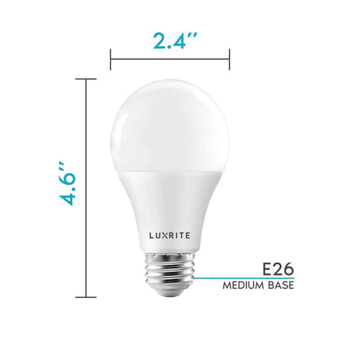 Lit A19 LED Light Bulbs 100 Watt Equivalent Dimmable 5000K Bright White 1600 Lumens Enclosed Fixture Rated E26 Medium Base