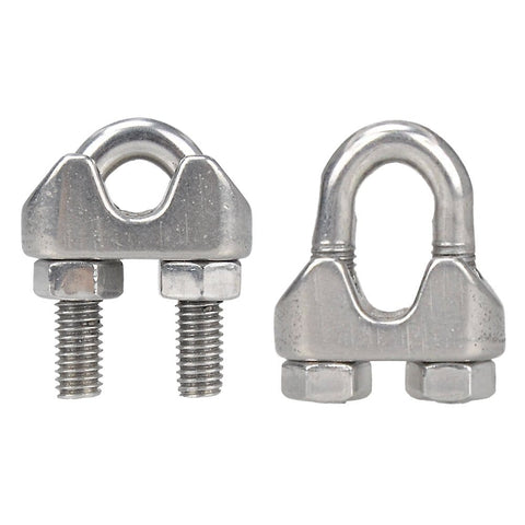 Stainless Steel Wire Rope Cable Clip Clamp M5 3 16th Inch Set Of 20 Durable Waterproof Fasteners, front and side view