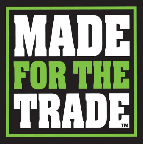 "Made for the Trade" text in bold white and green letters on a black background.