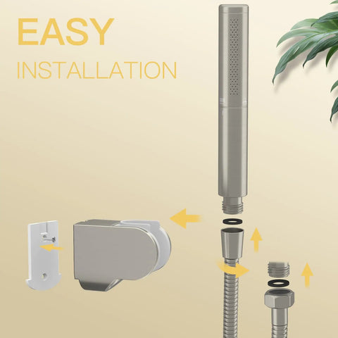 Installation guide for Beefy Brass 2 In 1 Function Handheld Shower Head Set With High Pressure 7 Inch Shower Head, Brushed Nickel Finish