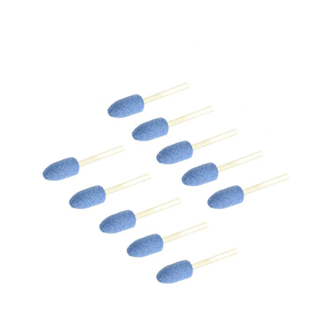 Blue Mounted Stone Point Grinding Abrasive Set, 10-Piece, displayed in an angled formation for rotary tool use