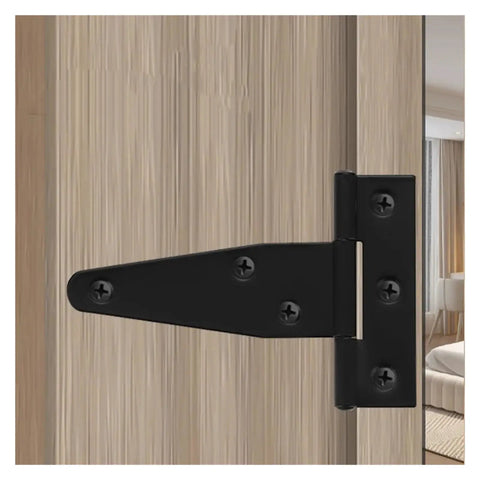 Self Closing Reversible Door Hinges Set T Shape 2 Pieces with Screws on Wooden Barn Door, Stainless Steel Hardware