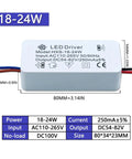 Two Pack LED Isolation Driver for Spotlight Downlights, 2-24W Range, 250mA Constant Current Transformer, product dimensions shown