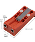 Oblique Hole Locator And Pocket Drill Positioner Jig With Magnetic Angle Guide For Carpentry, Adjustable For Board Thickness 0.5-1.5 Inches, Dope PA6 Nylon Build, Multi Gear Slot System, Compact Lightweight Woodworking Tool