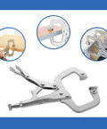 Image of 5 Pc 6 Inch Locking C Clamp Pliers Set With Non Slip Swivel Pads Heavy Duty Vise Grip Clamps for woodworking and metalworking.
