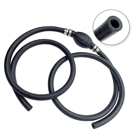 Six Ft Boat Fuel Line With Primer Bulb Nylon Braided Universal Three Eighths Inch Hose 10mm Inner Diameter For Marine Outboard Motors And RVs Includes Steel Clamps