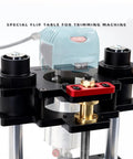 Top Shelf Router Lift Kit With Slick Crank Handle And Dead Tight Fine Tune Adjustment For Woodworking Shop Upgrade aluminum frame with red adjustment knobs.