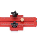 Table Saw Thin Jig With Roller Design Aluminum Alloy Build showing adjustable rulers for 19mm and 30mm T-slot tracks