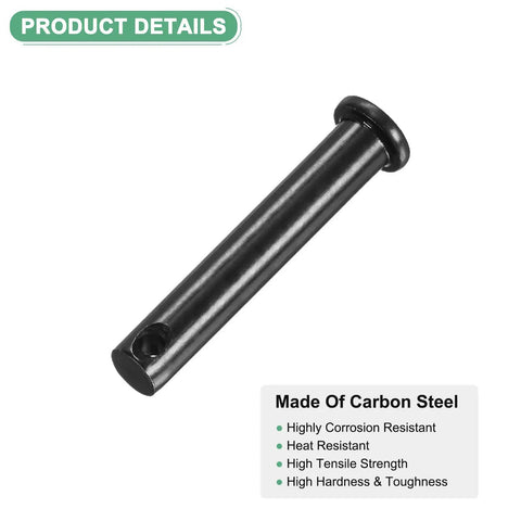 10 Pack M8x45mm Carbon Steel Flat Head Clevis Pins With Single Hole, Reusable Built Tough Fasteners For Mechanical Linkage, Rigging, Ship Rigging, Furniture Assembly, Agriculture, Aviation, And Construction. Carbon steel clevis pin with single hole