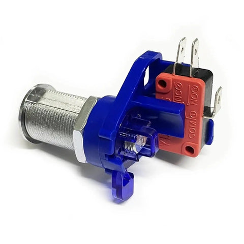 Upgrade Your Game Machine With This Brass Keyed Alike Start Key Switch Lock That Nails The Hardware Fix Like A Boss For All Your DIY Projects Perfect For Furniture And Arcade Gear, blue and silver key switch with terminals.
