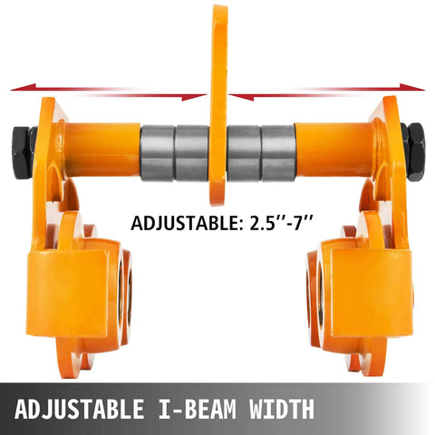 3 Ton Beefy Heavy Duty Manual Trolley Crane Lift For I Beam Push Track Roller Trolley adjustable beam width