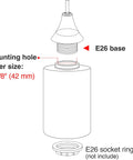 Diagram of Three Pack Frosted Opal White Glass Lamp Shade Replacement Globes with E26 base and 1-5/8 inch fitter dimensions