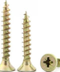 Self-Drilling Drywall Anchors With Expansion Screws Kit, yellow zinc-plated carbon steel anchors and screw head