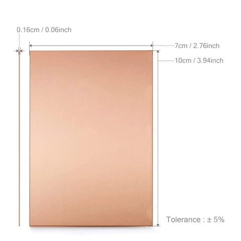 Ten Pack Single-Sided Copper Clad PCBs, 7 X 10 Cm, 0.06 Inch FR-4 Glass Epoxy, Copper Plated For DIY Etching And Prototyping