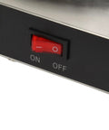 Hella Fast Heating Double Coffee Mug Warmer With Brushed Stainless Steel Plate switch panel showing ON and OFF options