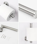 Two Piece Bathroom Hardware Set With Towel Ring And Toilet Paper Holder In Brushed Nickel Stainless Steel Wall Mounted Built To Last In Humid Bathrooms Modern Sleek Design And Easy Installation For Any Home.