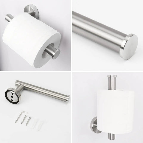 Two Piece Bathroom Hardware Set With Towel Ring And Toilet Paper Holder In Brushed Nickel Stainless Steel Wall Mounted Built To Last In Humid Bathrooms Modern Sleek Design And Easy Installation For Any Home.