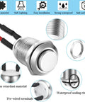 Diagram of 5 Pack 12mm Waterproof Momentary Push Button Switches Prewired Stainless Steel High Head On Off 2A 12V/24V/125V/250V AC IP65