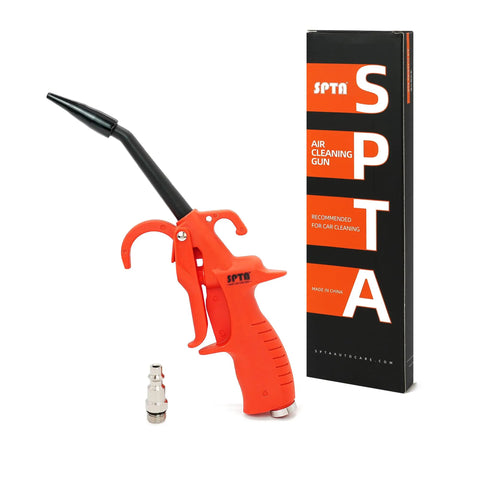 Beast Power 100mm Air Blow Gun with Detail Nozzle and Anti Slip Rubber Coated Metal Handle next to packaging box