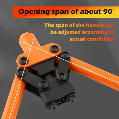 Heavy Duty One Hand Rivet Gun Kit With Fifty Rivets For Slick Auto Repairs And Furniture Builds Easy Grip Alloy Manual Riveter adjustable 90 degree handle span.