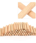 Beefy Beech Wood Dowel Pins 6mm Round Fluted Dowels, 100 Pack for Strong Wood Joints, chamfered ends displayed in stack