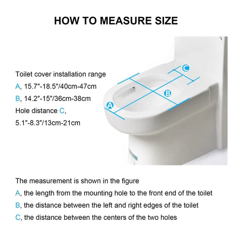 Heavy Duty Elongated Resin Toilet Seat With Slow Close Silent Shutoff And No Sweat Quick Release Hinges Light Blue Dried Flower Pattern size measurement guide.