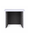 28 Inch Foldable Portable Vocal Recording Booth Featuring High Density Acoustic Foam Panels, grey exterior with black foam interior.