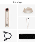 HushJet Mini Personal Fan With Quiet Evaporative Cooling, Up To Fifty-Five MPH Airflow, Ultra Quiet Desk Top Cooler In Stone And Blush, Portable On The Go Cooling For Hot Days, Sleek Compact Comfort with accessories.