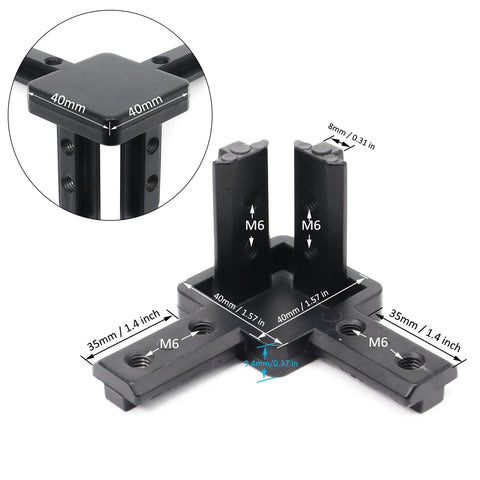 Eight Pieces 4040 Aluminum Extrusion Corner Brackets For 40 Series Frames, 3 Way Tri End Cap Connectors With Screws, Zinc Alloy