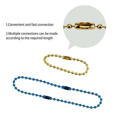50 Pcs 4 Inch Ball Beads Chain With Connectors For DIY Hanging Decoration And Craft Projects Dog Tag Keychains In Gold Finish shown with fast connection feature