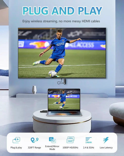 Wireless HDMI Transmitter And Receiver For Laptop To TV Or Monitor Or Projector, No Fuss 4K Decode And 1080P Output in use example