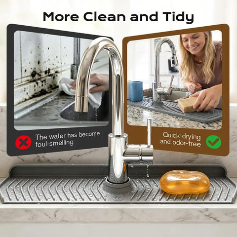 Heavy Duty 30 Inch Foldable Kitchen Sink Splash Guard And Slick Silicone Drainage Mat Keeps Countertops Freaking Clean Crisp Gray Finish With Embedded Scrubbing Pad