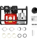 Heavy Duty 75Hp Gas Powered Water Transfer Pump 3 Inch 60 M3 Hr Flow 91 Ft Head with aluminum and accessories laid out.