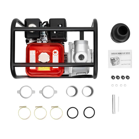 Heavy Duty 75Hp Gas Powered Water Transfer Pump 3 Inch 60 M3 Hr Flow 91 Ft Head with aluminum and accessories laid out.