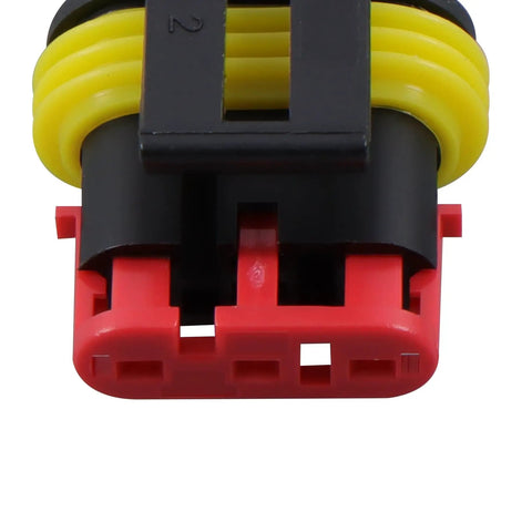 Awesome 800 Pc Weather Pack Kit With 1 To 6 Pin Connectors For Auto Marine Wiring Setup Featuring Super Tough Sealed Housings And Premium Brass Contacts To Keep Wiring Connections Safe From Moisture Rust And Dirt Every Single Day No Hassle. 3-pin weather pack connector, black housing with yellow seal and red lock