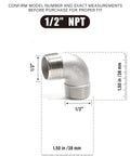 1/2 in NPT stainless steel 90-degree street elbow with male threads on both ends, 304 SS, for water/gas/oil (1-pack)