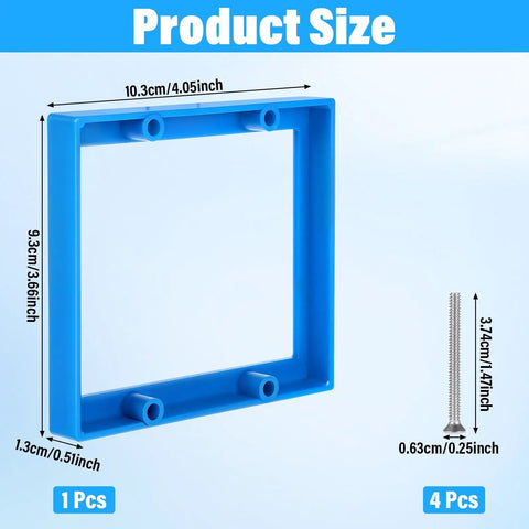 1/2-Inch Double Outlet Box Extender For 2-Gang Electrical Boxes Blue Receptacle Extender With Four Mounting Screws