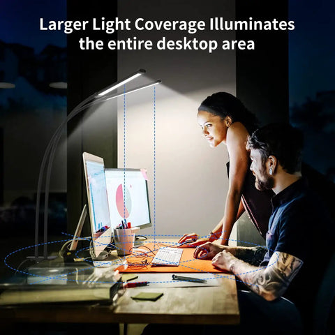 Dual 70cm Gooseneck LED Desk Lamp With 154 LEDs Dimmable 3 Color Temperatures And 10 Brightness Levels Clip On Reading Light