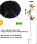 Butterfly Solar Stake Lights 2 Pack Waterproof Outdoor Decor features solar panel and colorful butterfly design.