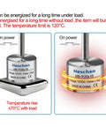 Heavy Duty DC 12V Electromagnet Serving Up Solid Grip Suction Cup Power 20mm X 15mm Footprint With M3 Female Mount Base illustrating operation and temperature limits.