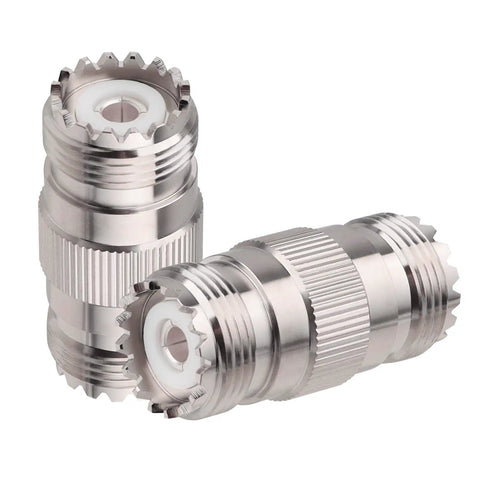 2 Pack UHF Female To Female Coax Connector Adapters For PL259 And SO239 Compatibility 50 Ohm Brass Nickel Plated With PTFE Insulator