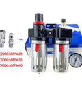 Oil Water Separator Filter Regulator FRL Combination For Air Compressors Pro Grade Heavy Duty Metal Body with gauge and fittings