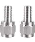 Stainless Steel Hose Swivel Nut Barb Fittings 2 Pack Five Sixteenth Inch Barb Connectors For Ball Lock And Pin Lock Kegging Systems MFL Quick Disconnects Corny Keg Fit CO2 Regulator Hose Adapter, stainless steel barbs